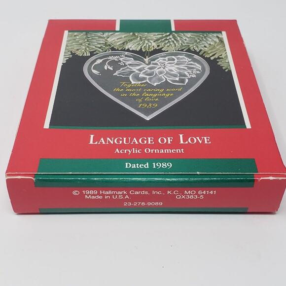 1989 Hallmark Language of Love Acrylic Holiday Christmas Ornament. - Picture 6 of 8